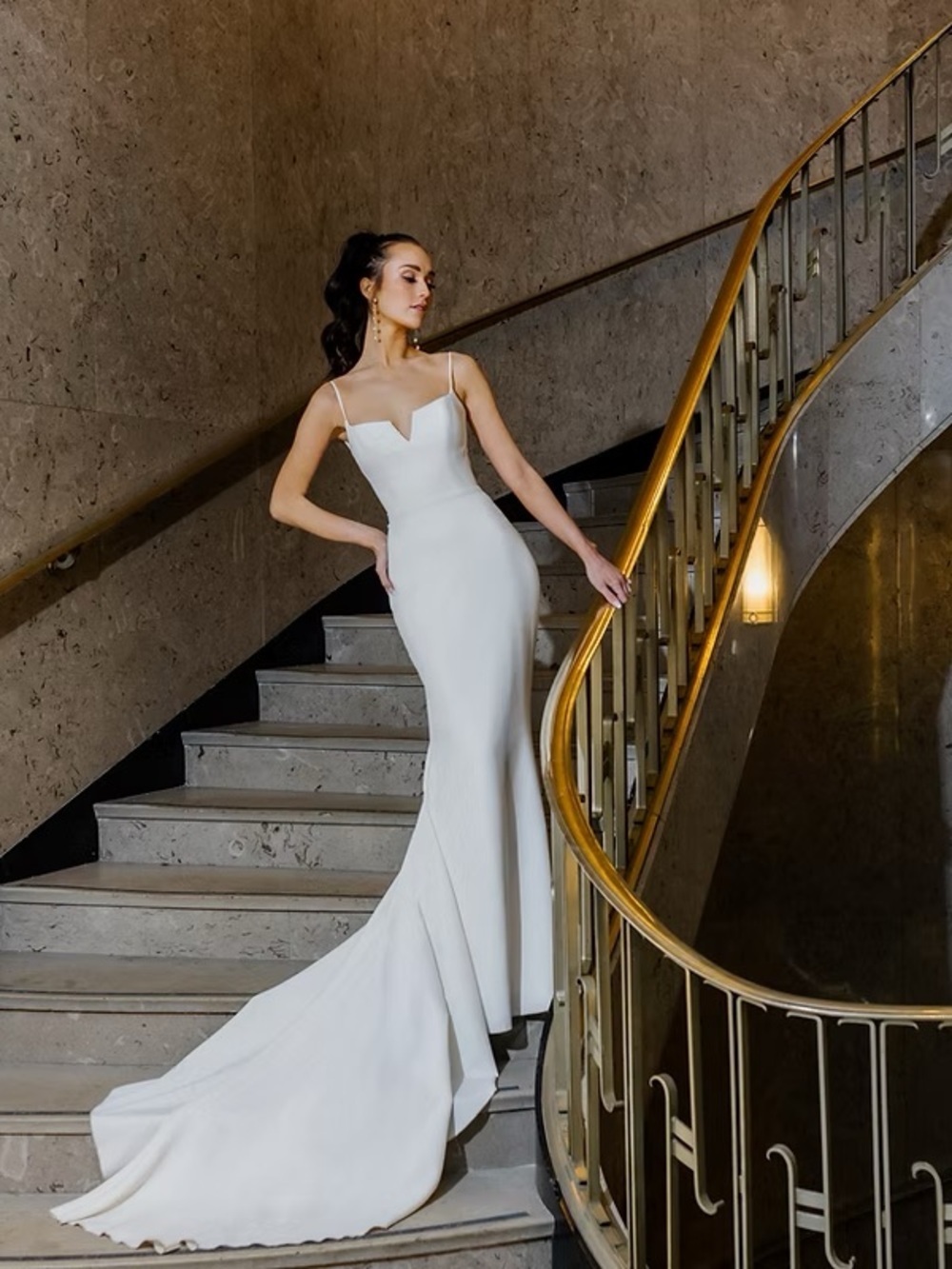 White Spaghetti-Strap Mermaid Wedding Dress
